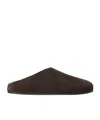 The Row Hudson Slide In Suede And Shearling In Brown