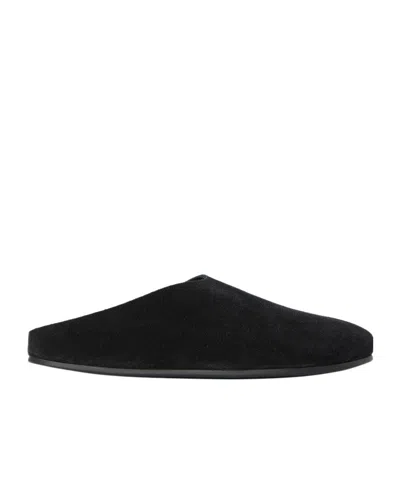 The Row Hudson Slide In Suede In Black