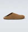 The Row Hudson Suede Mules In Brown