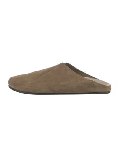 Pre-owned The Row Hudson Suede Mules In Neutrals