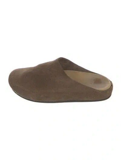 Pre-owned The Row Hudson Suede Mules In Neutrals