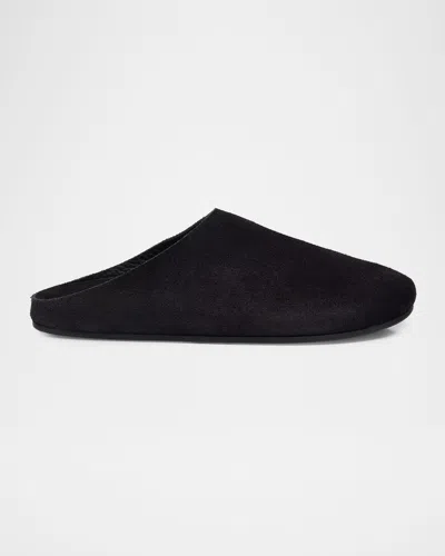 The Row Hudson Suede Slide Mules In Black