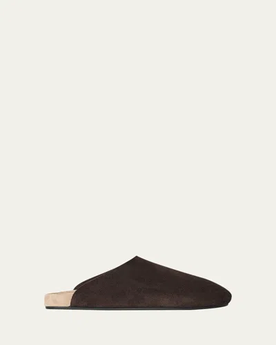 THE ROW HUDSON SUEDE SLIDE MULES