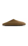 The Row Hudson Suede Slides In Neutral