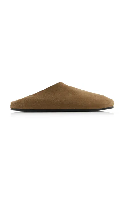 The Row Hudson Suede Slides In Neutral