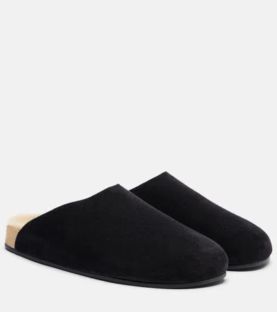 The Row Hudson Two Suede Mules In Black