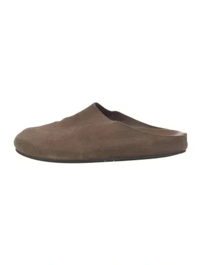 Pre-owned The Row Hudson Two Suede Mules In Neutral