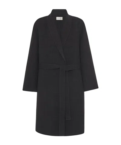 The Row Hugh Cashmere Coat In Charcoal Gray Mixed Color