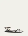 The Row Hugh Leather Ankle-strap Sandals In Black