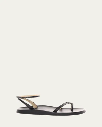 THE ROW HUGH LEATHER ANKLE-STRAP SANDALS