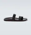 The Row Leather Double-strap Sandals In Black