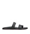 The Row Leather Double-strap Sandals In Black