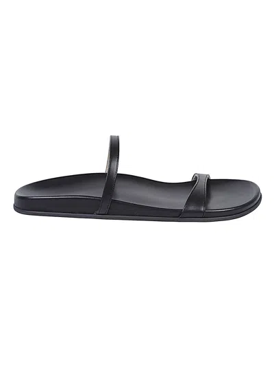 The Row Hugh Leather Sandals In Black