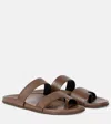 The Row Hugh Leather Toe-ring Slide Sandals In Brown