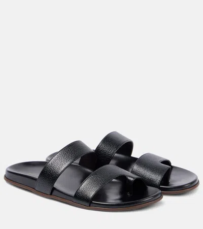 THE ROW HUGH LEATHER SANDALS