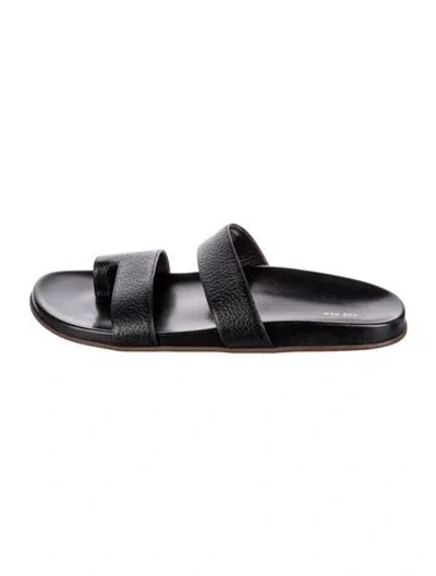 Pre-owned The Row Hugh Leather Slides In Black
