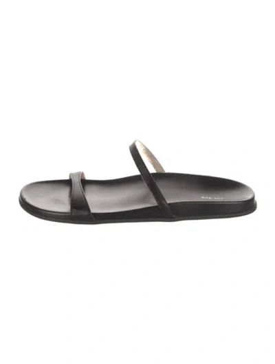 Pre-owned The Row Hugh Leather Slides In Black