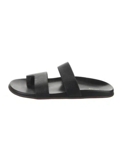 Pre-owned The Row Hugh Leather Slides In Black