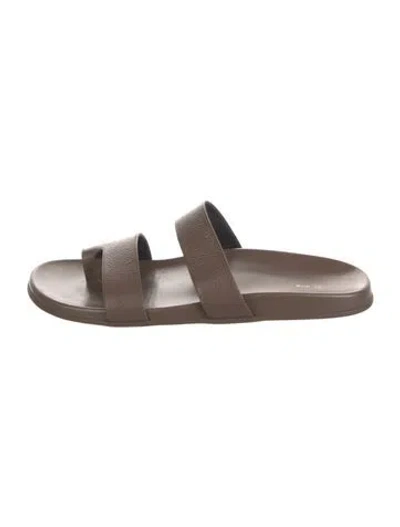 Pre-owned The Row Hugh Leather Slides In Brown