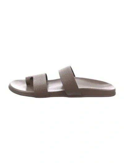 Pre-owned The Row Hugh Leather Slides In Brown