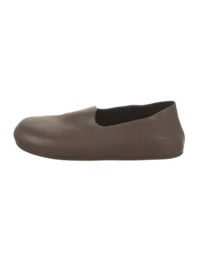 Pre-owned The Row Hugh Leather Slippers In Brown
