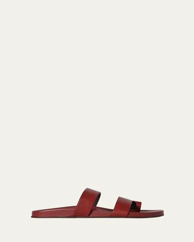 THE ROW HUGH LEATHER TOE-RING SLIDE SANDALS