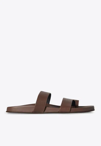 The Row Hugh Leather Sandals In Light Brown