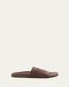 The Row Hugh Suede Flat Slide Sandals In Brown