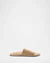 The Row Hugh Suede Flat Slide Sandals In Green