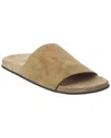 The Row Hugh Suede Flat Slide Sandals In Brown