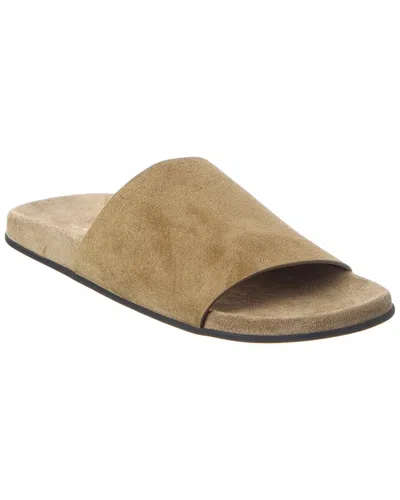 The Row Hugh Suede Slide In Brown
