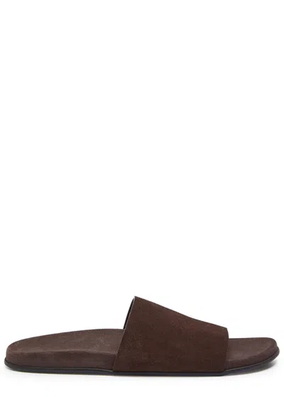 THE ROW THE ROW HUGH SUEDE SLIDERS