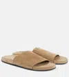 The Row Hugh Suede Flat Slide Sandals