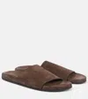 The Row Hugh Suede Flat Slide Sandals