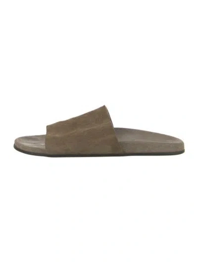 Pre-owned The Row Hugh Suede Slides In Green
