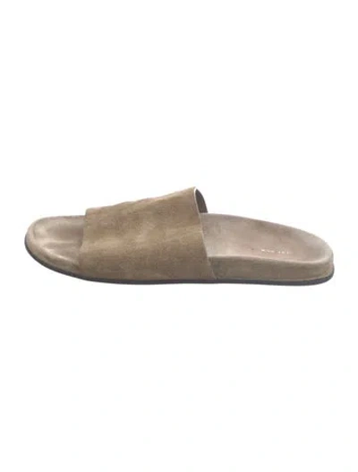 Pre-owned The Row Hugh Suede Slides In Neutrals