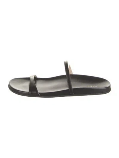Pre-owned The Row Hugh Thin Leather Slides In Black