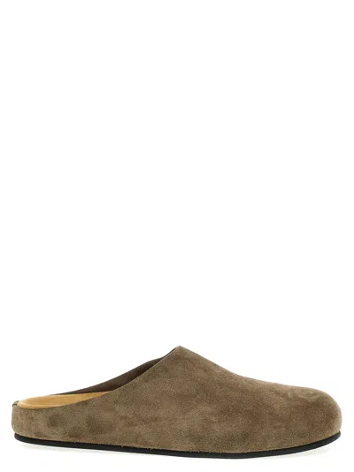 The Row Hugo Suede Mules In Mid Brown