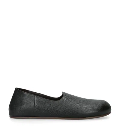 The Row Hugo Leather Slip-on Shoes In Black