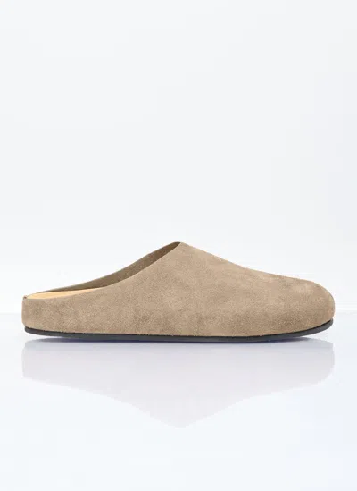 The Row Hugo Grey Slides In Cream