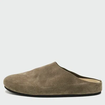 Pre-owned The Row Hugo Size 40 Olive Green Suede Flat Mules