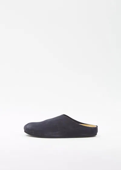 The Row Hugo Suede Mules In Blue