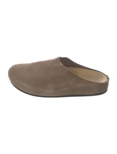 Pre-owned The Row Hugo Slide Suede Mules In Neutrals