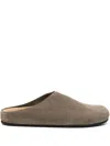 The Row Hugo Suede Mules In Green