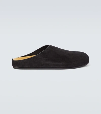 The Row Hugo Suede Clogs In Black