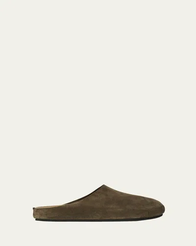 The Row Hugo Suede Easy Mules In Ash Ash Taupe