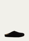 The Row Black Hugo Slip On Slides In Black