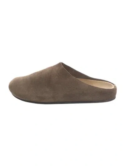 Pre-owned The Row Hugo Suede Mules In Neutral