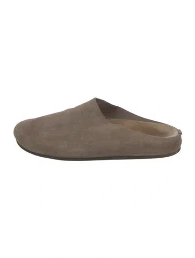 Pre-owned The Row Hugo Suede Mules In Neutral