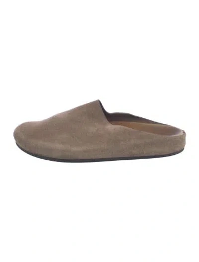 Pre-owned The Row Hugo Suede Mules In Neutrals